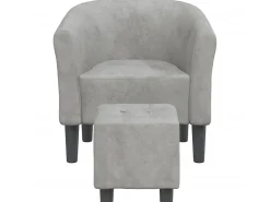 Clearance Poltrona com apoio de pés veludo -claro PT577772 Cinzento