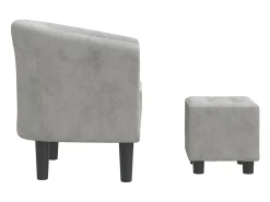 Clearance Poltrona com apoio de pés veludo -claro PT577772 Cinzento