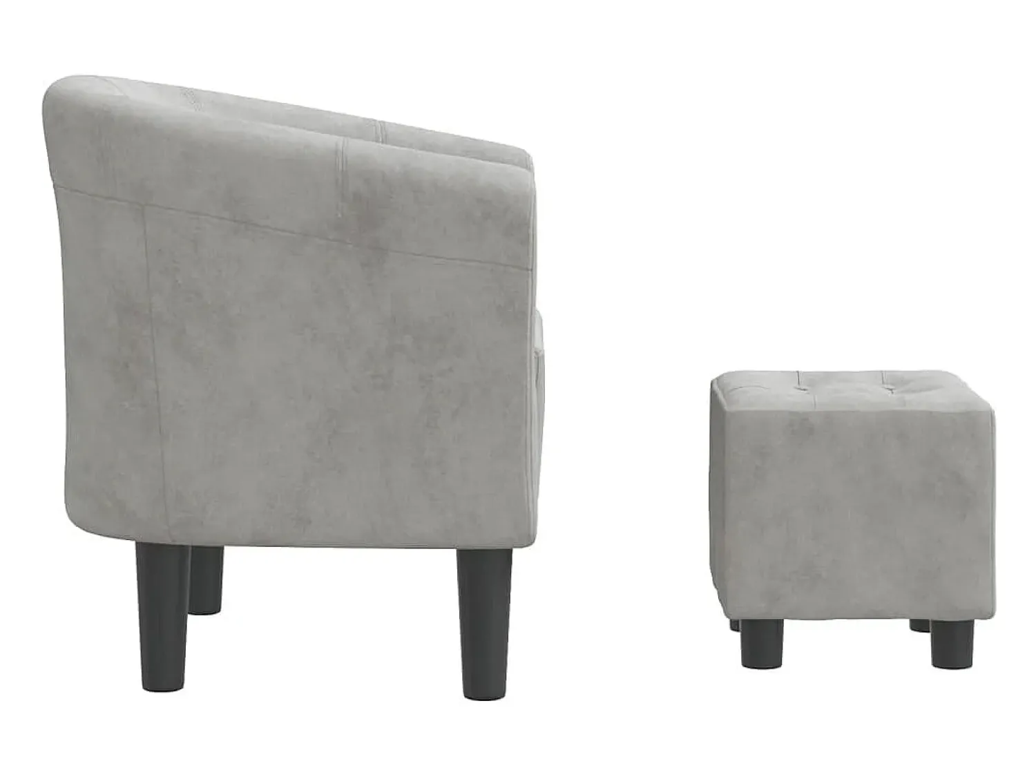 Clearance Poltrona com apoio de pés veludo -claro PT577772 Cinzento