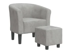 Clearance Poltrona com apoio de pés veludo -claro PT577772 Cinzento