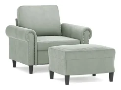Discount Poltrona com apoio de pés 60 cm veludo -claro PT265416 Cinzento