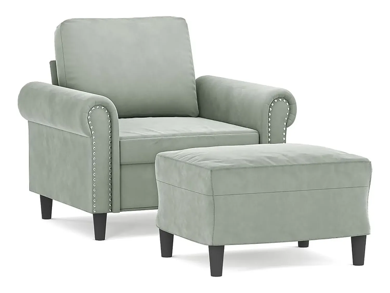 Discount Poltrona com apoio de pés 60 cm veludo -claro PT265416 Cinzento