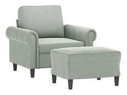 Discount Poltrona com apoio de pés 60 cm veludo -claro PT265416 Cinzento