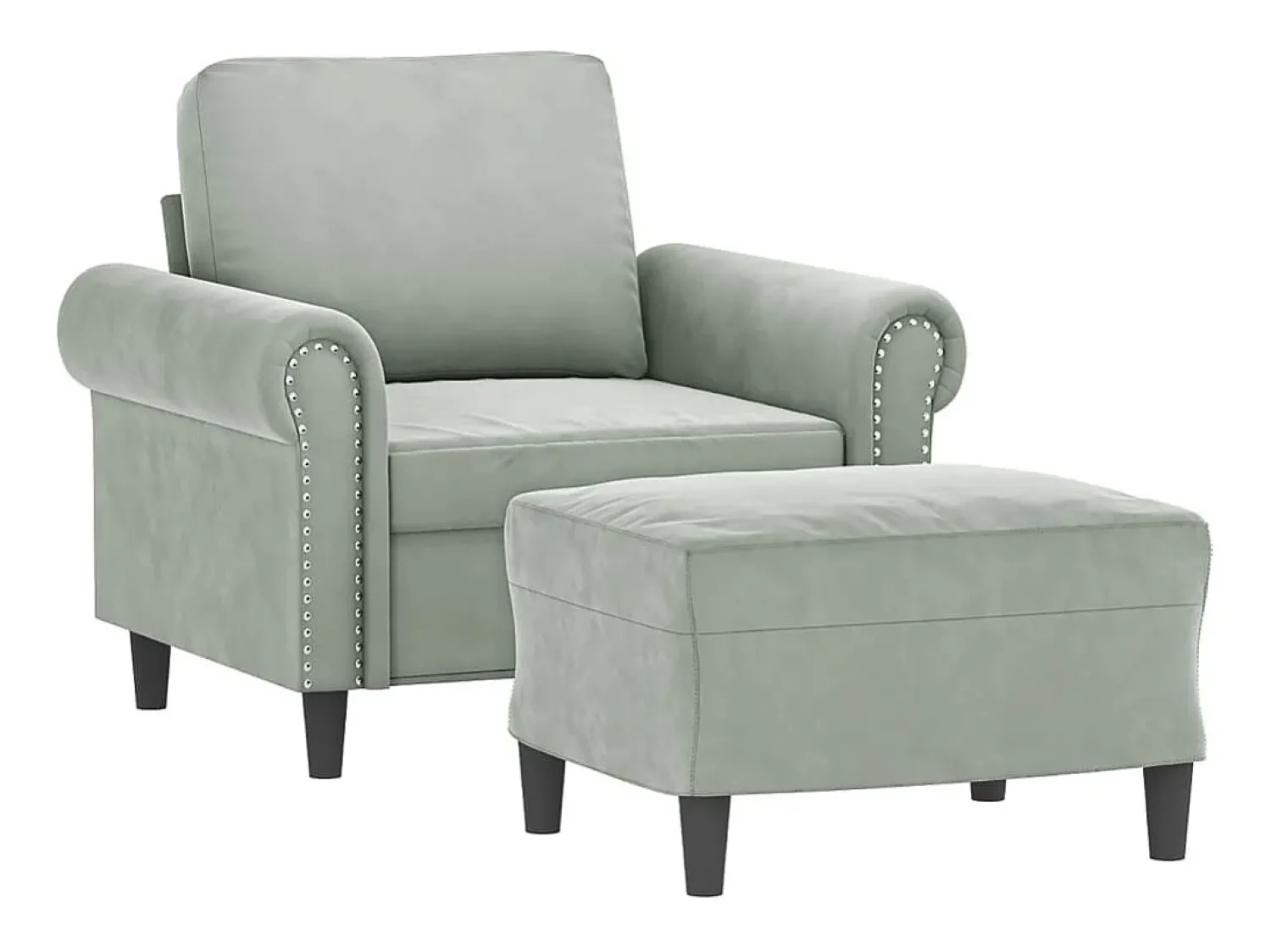 Discount Poltrona com apoio de pés 60 cm veludo -claro PT265416 Cinzento
