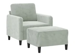 Online Poltrona com apoio de pés 60 cm veludo cinzento-claro PT786707 Cinzento claro