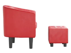 Poltrona| Poltrona com apoio de pés couro artificial PT539258 Vermelho