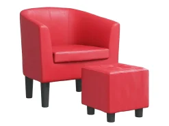 Poltrona| Poltrona com apoio de pés couro artificial PT539258 Vermelho