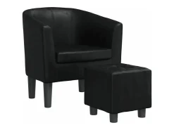 Hot vidaxl Poltrona com apoio de pés couro artificial Preto