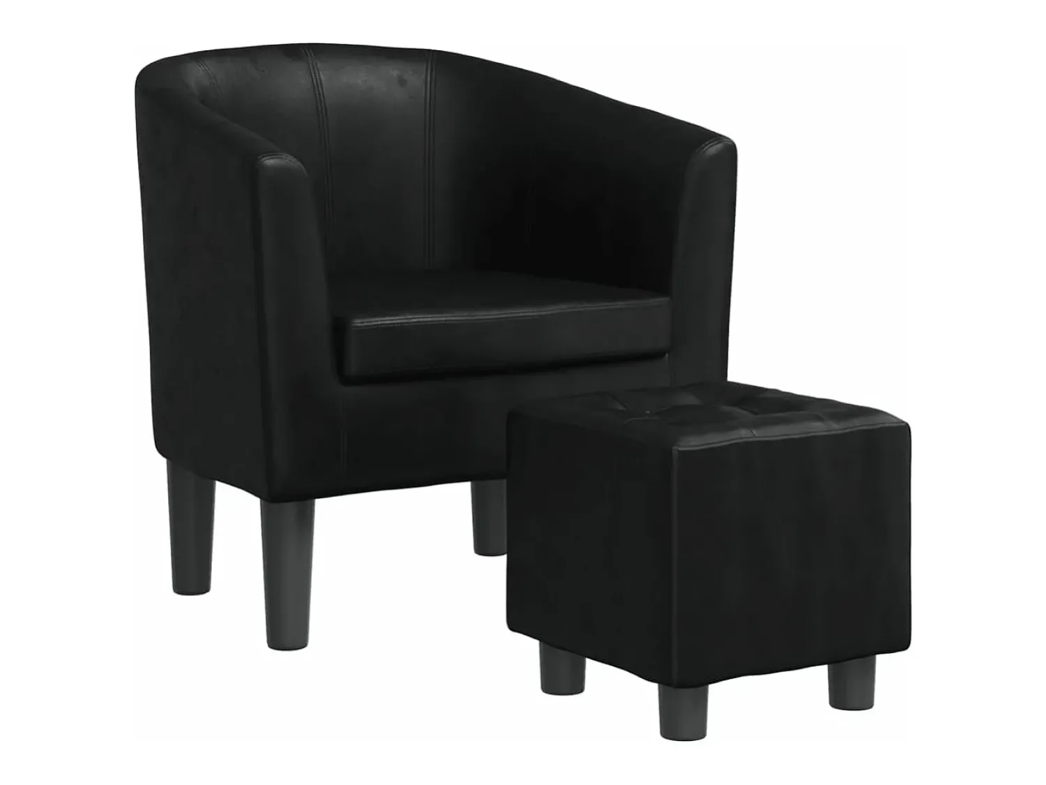Hot vidaxl Poltrona com apoio de pés couro artificial Preto