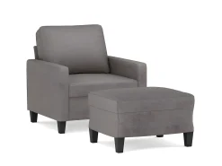 Sale Poltrona com apoio de pés 60 cm tecido cinza-acastanhado PT353080 Taupe