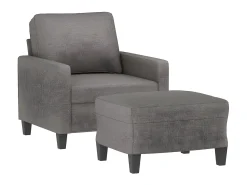 Sale Poltrona com apoio de pés 60 cm tecido cinza-acastanhado PT353080 Taupe