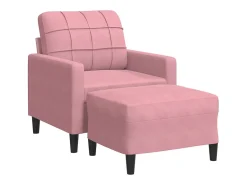 New vidaxl Poltrona com apoio de pés 60 cm veludo Rosa