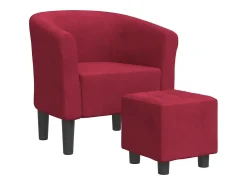 Poltrona com apoio de pés veludo -tinto PT582726^ Poltrona