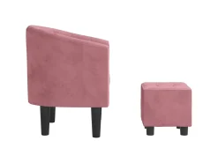 Poltrona* Poltrona com apoio de pés veludo PT166407 Rosa