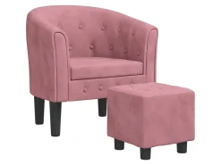 Poltrona* Poltrona com apoio de pés veludo PT166407 Rosa