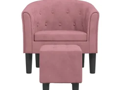 Poltrona* Poltrona com apoio de pés veludo PT166407 Rosa