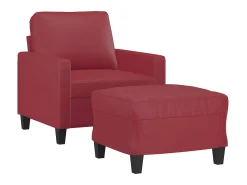Poltrona com apoio de pés 60 cm couro artificial tinto PT661774^ Poltrona