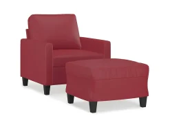 Poltrona com apoio de pés 60 cm couro artificial tinto PT661774^ Poltrona