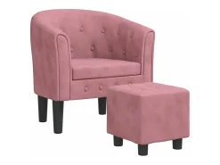 Discount vidaxl Poltrona com apoio de pés veludo Rosa