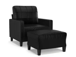Poltrona* Poltrona com apoio de pés couro artificial 60 cm PT901353 Preto