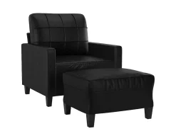 Poltrona* Poltrona com apoio de pés couro artificial 60 cm PT901353 Preto