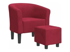 Poltrona|vidaxl Poltrona com apoio de pés veludo -tinto Vermelho