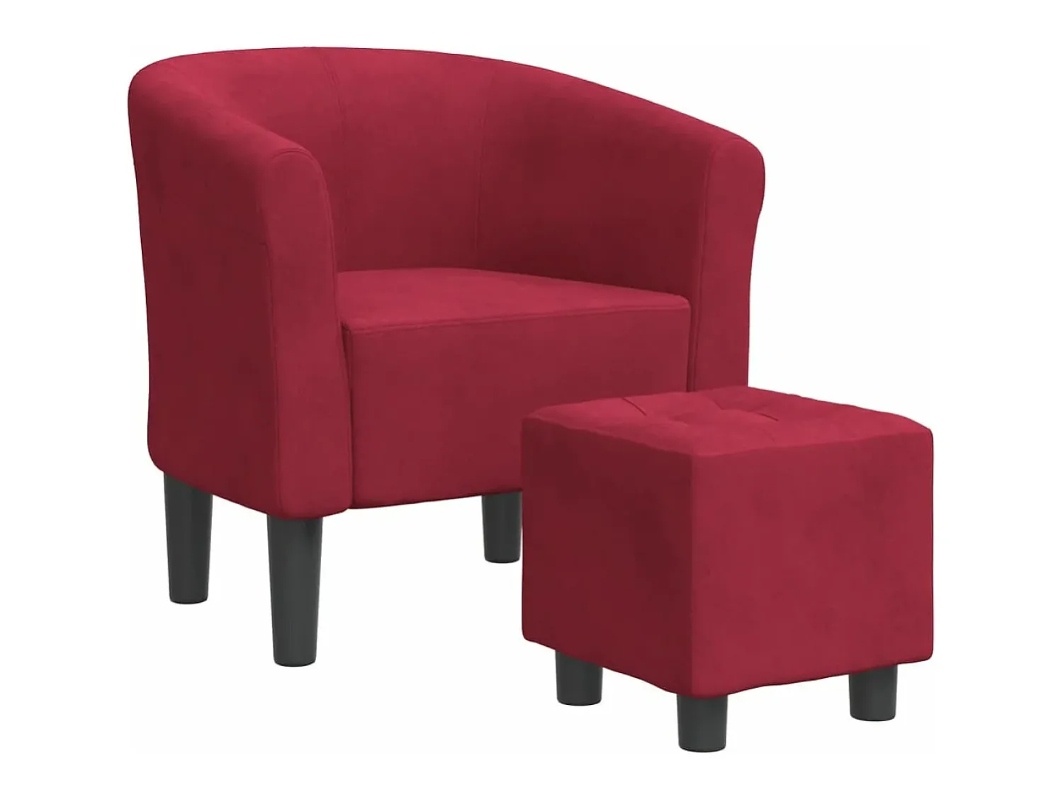 Poltrona|vidaxl Poltrona com apoio de pés veludo -tinto Vermelho