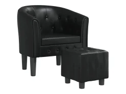 Poltrona*vidaxl Poltrona com apoio de pés couro artificial Preto