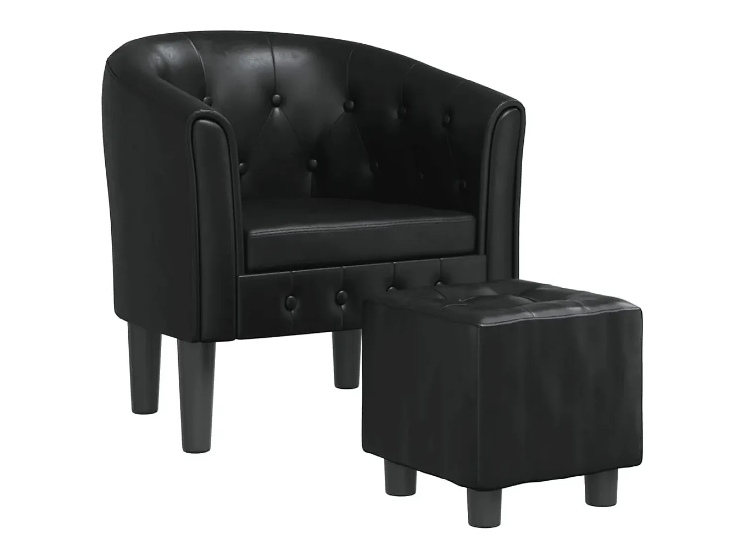 Poltrona*vidaxl Poltrona com apoio de pés couro artificial Preto