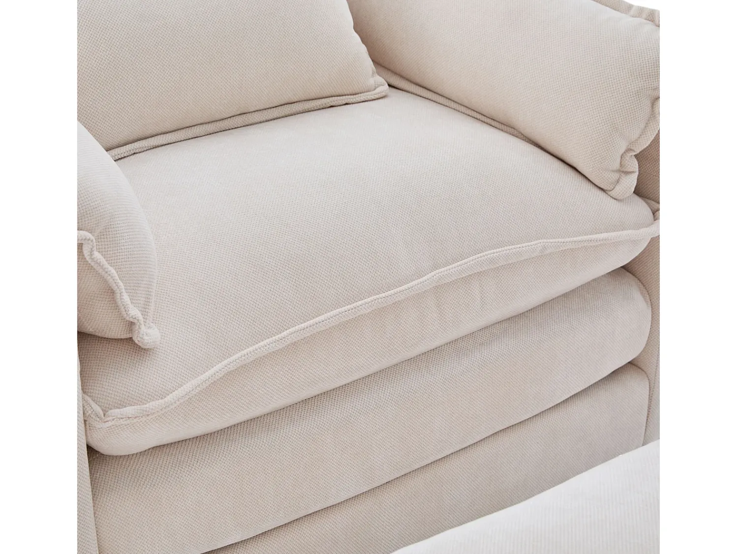 Poltrona*Hauss Spole Poltrona com apoio para os pés e almofada com espaço de arrumação - Tecido chenille - Bege