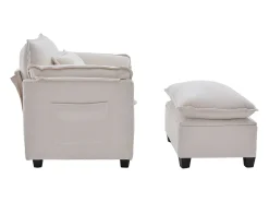 Poltrona*Hauss Spole Poltrona com apoio para os pés e almofada com espaço de arrumação - Tecido chenille - Bege
