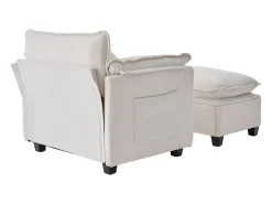 Poltrona*Hauss Spole Poltrona com apoio para os pés e almofada com espaço de arrumação - Tecido chenille - Bege