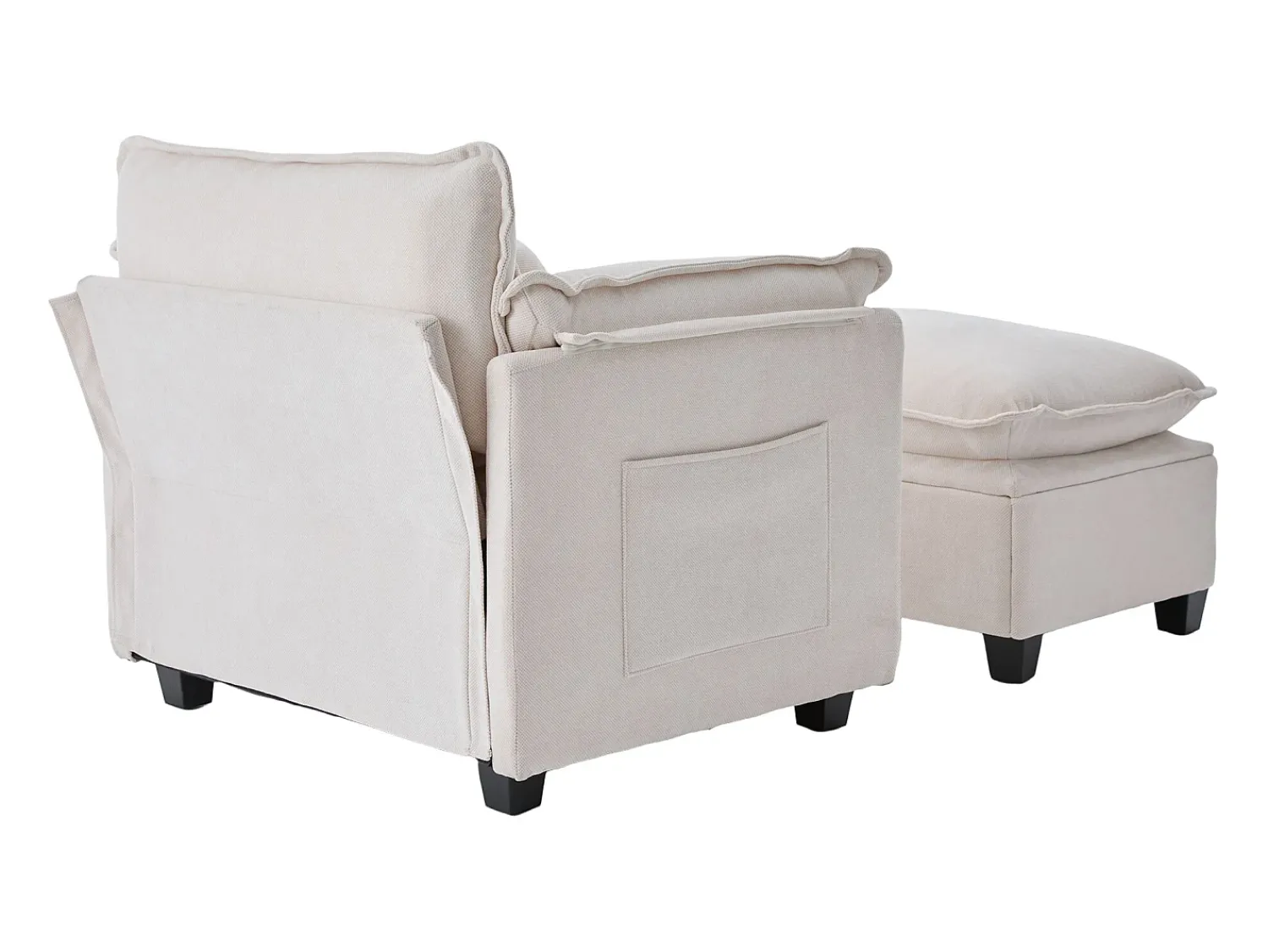 Poltrona*Hauss Spole Poltrona com apoio para os pés e almofada com espaço de arrumação - Tecido chenille - Bege