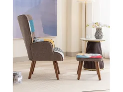 Poltrona*KOMHTOM Poltrona com apoio para os pés, encosto e almofadas, multicolorida Multicor