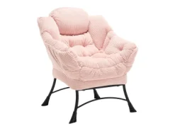 Poltrona*Hauss Spole Poltrona com apoio para os pés - Estrutura em aço - Tecido Rosa