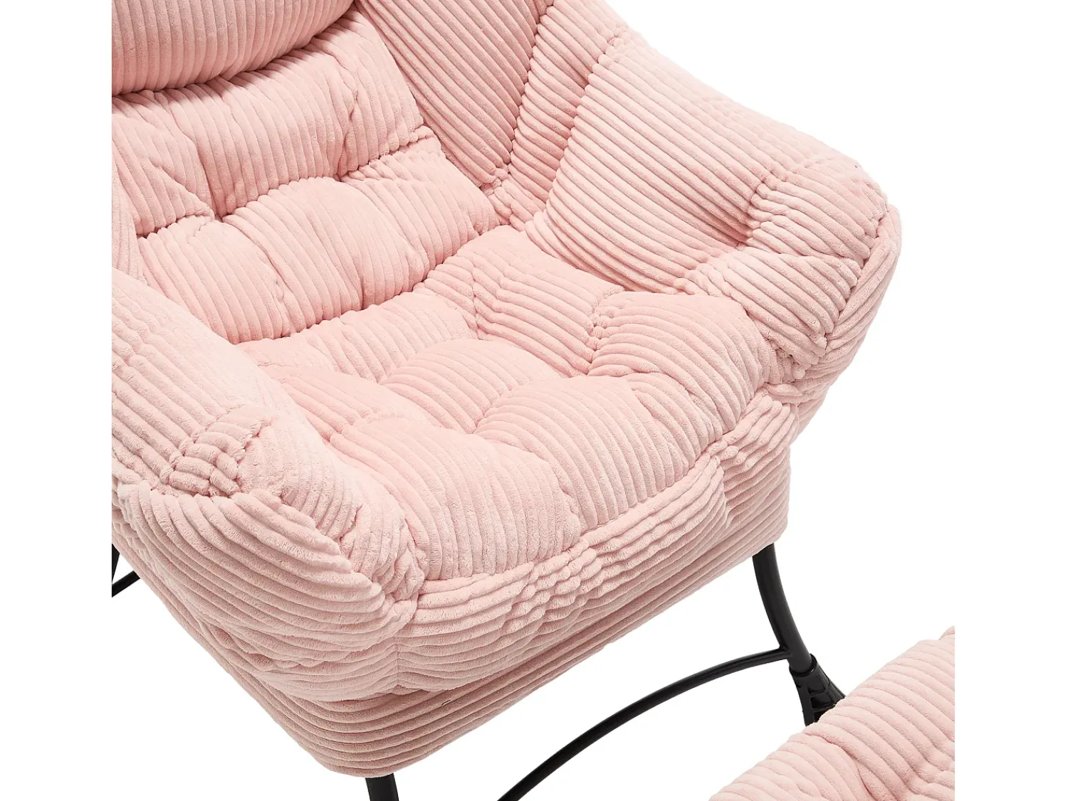 Poltrona*Hauss Spole Poltrona com apoio para os pés - Estrutura em aço - Tecido Rosa