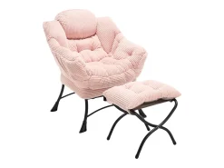 Poltrona*Hauss Spole Poltrona com apoio para os pés - Estrutura em aço - Tecido Rosa