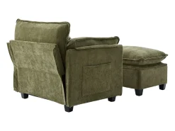 Poltrona|Hauss Spole Poltrona com apoio para os pés e almofada com espaço de arrumação - Tecido chenille - azeitona Verde