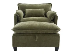Poltrona|Hauss Spole Poltrona com apoio para os pés e almofada com espaço de arrumação - Tecido chenille - azeitona Verde
