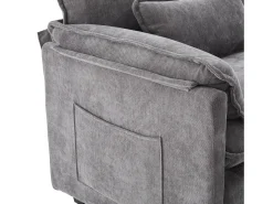 Poltrona*Hauss Spole Poltrona com apoio para os pés e almofada com espaço de arrumação - Tecido chenille - Cinza Cinzento