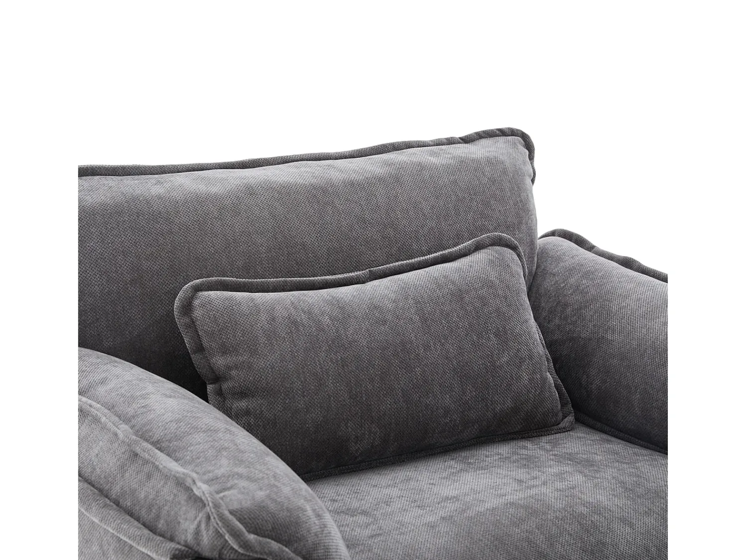 Poltrona*Hauss Spole Poltrona com apoio para os pés e almofada com espaço de arrumação - Tecido chenille - Cinza Cinzento