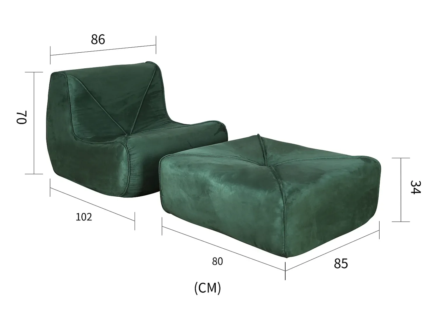 Poltrona* Poltrona com apoio para os pés 86x102x70 cm nua n24-15 Verde