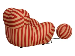 Poltrona* Poltrona com apoio para os pés bege vermelho nua n31-11 76x63x68 cm 32x32x32 cm Vermelho / Bege