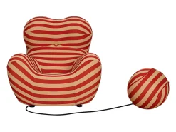 Poltrona* Poltrona com apoio para os pés bege vermelho nua n31-11 76x63x68 cm 32x32x32 cm Vermelho / Bege