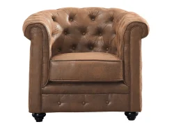 New Vente-unique Poltrona com aspeto envelhecido vintage CHESTERFIELD Castanho