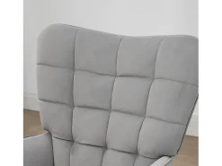 Poltrona|Hauss Spole Poltrona com banqueta em veludo cinza claro, pés de metal preto Cinzento claro