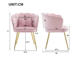KOMHTOM Poltrona com encosto em forma de pétalas, almofadas em forma de borboleta, veludo,^ Poltrona