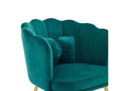 KOMHTOM Poltrona com encosto em forma de pétalas, almofadas em forma de borboleta, veludo, Verde
