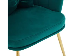 KOMHTOM Poltrona com encosto em forma de pétalas, almofadas em forma de borboleta, veludo, Verde