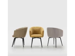 Poltrona| Poltrona com estrutura metálica e pernas 60x60 h81 cm Bege